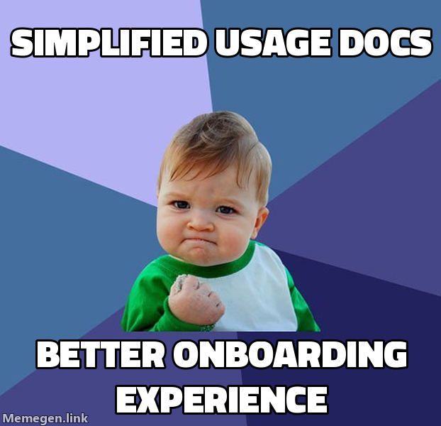 Simplified usage docs