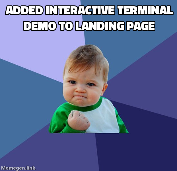 Added interactive terminal demo to landing page