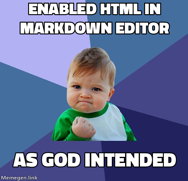 ENABLED HTML IN MARKDOWN EDITOR