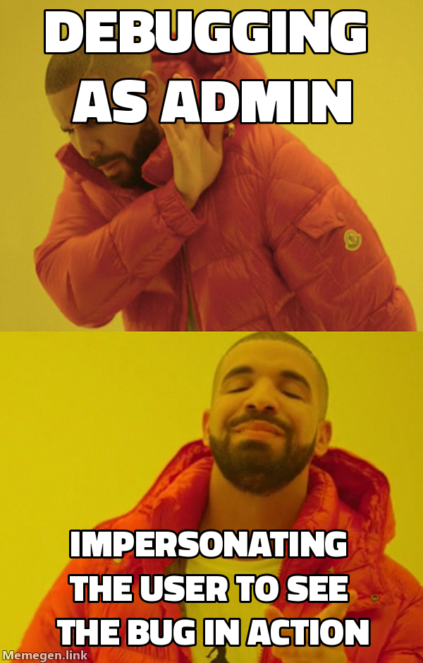 debugging as admin