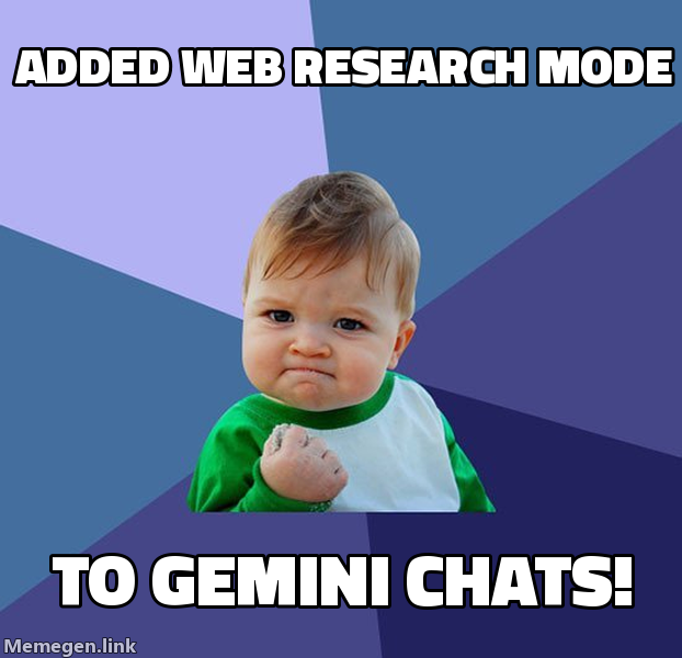 Added web research mode to Gemini chats!
