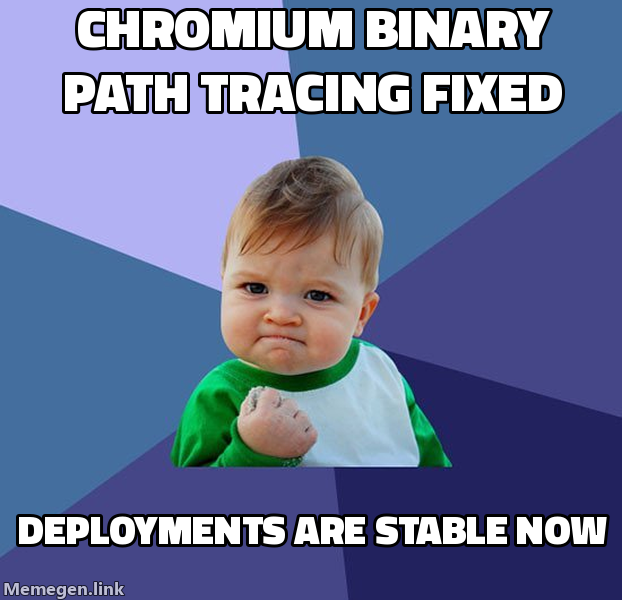Chromium binary path tracing fixed